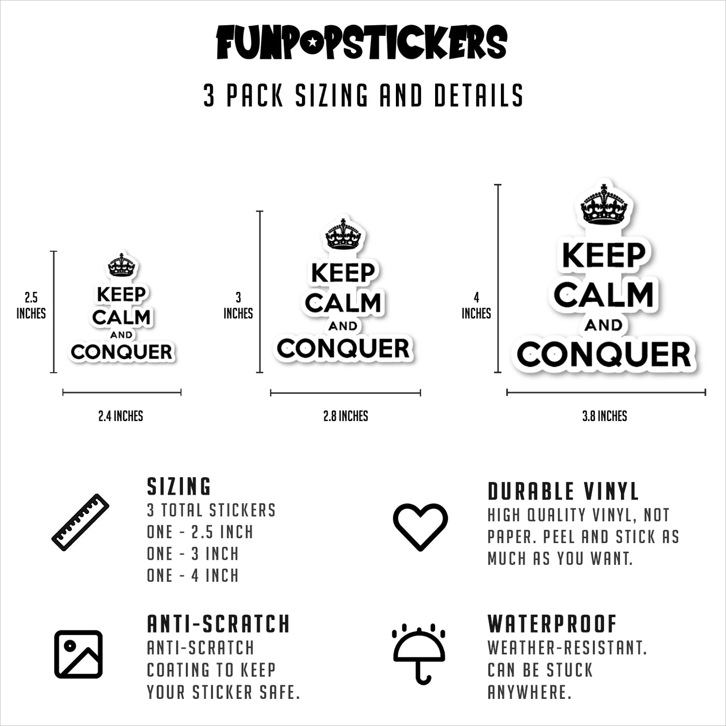 Keep Calm And Conquer Vinyl Stickers