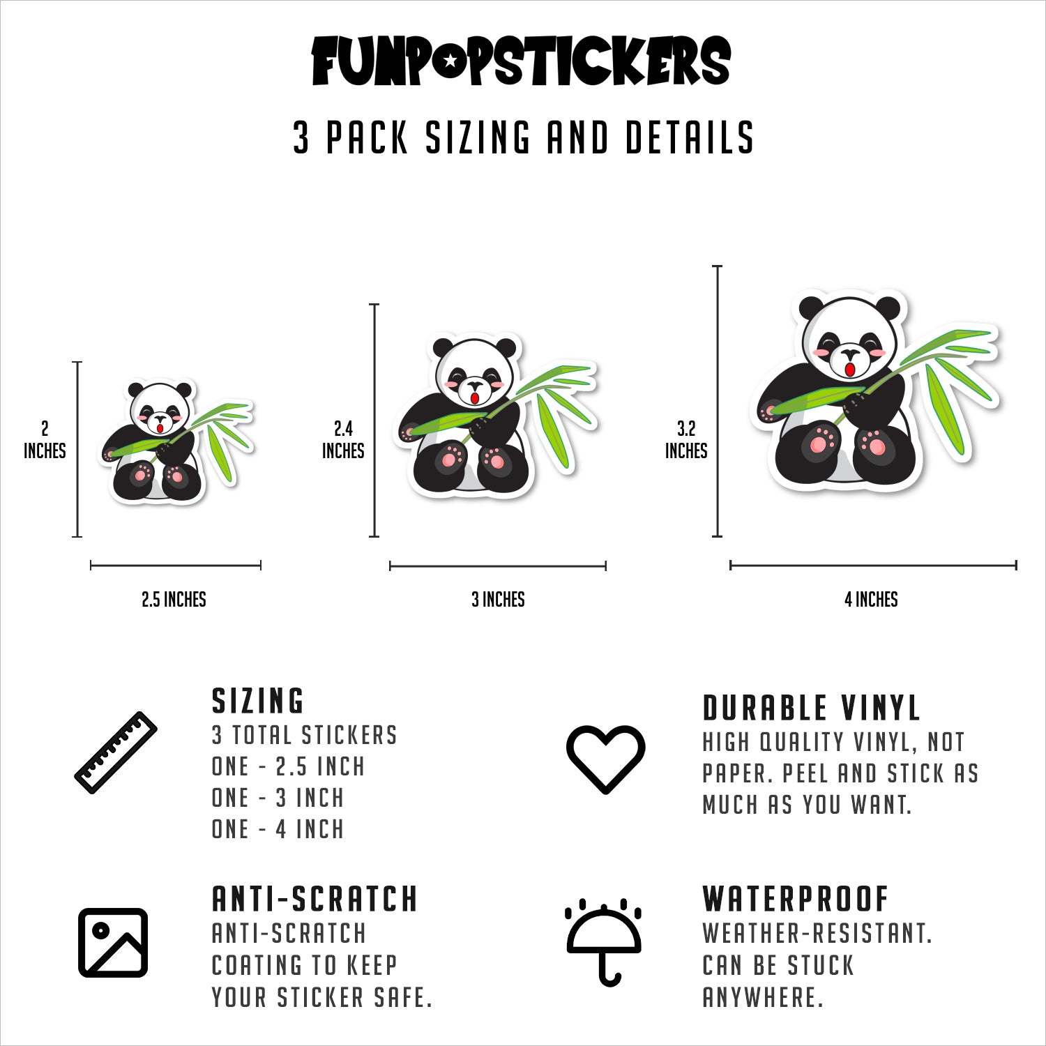 Panda Bear Eating Bamboo Leaves Vinyl Stickers