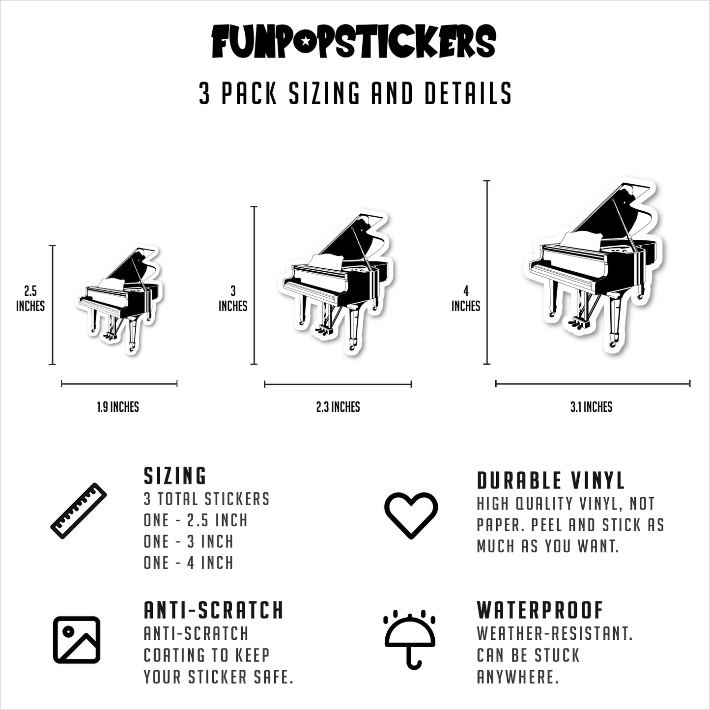 Music Lovers Grand Piano Vinyl Stickers