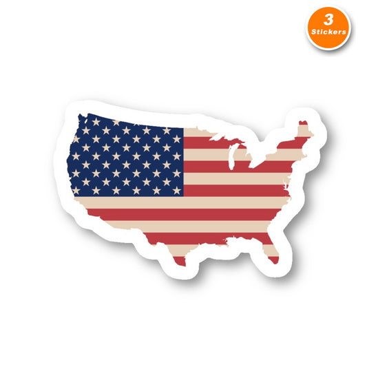 USA Flag Country Outline Vinyl Sticker