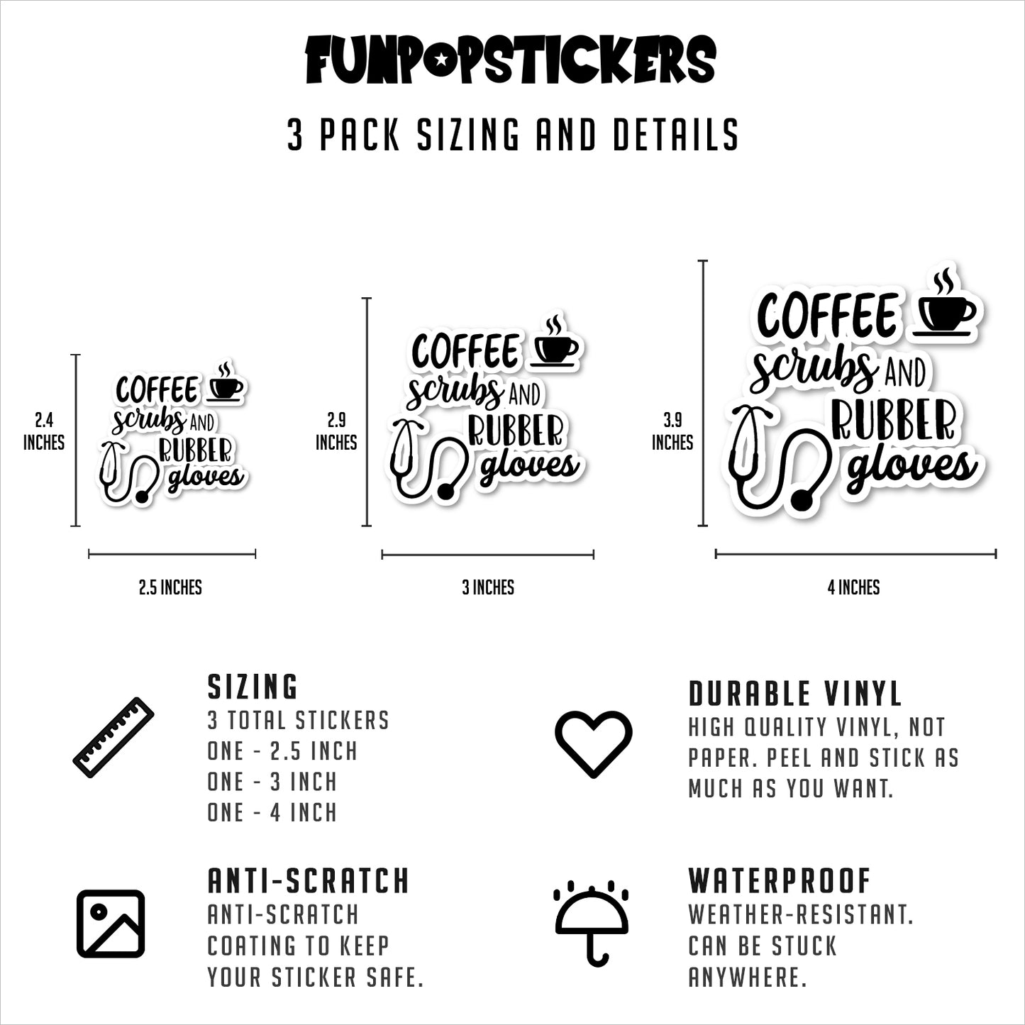 Coffee Scrubs And Rubber Gloves Vinyl Stickers