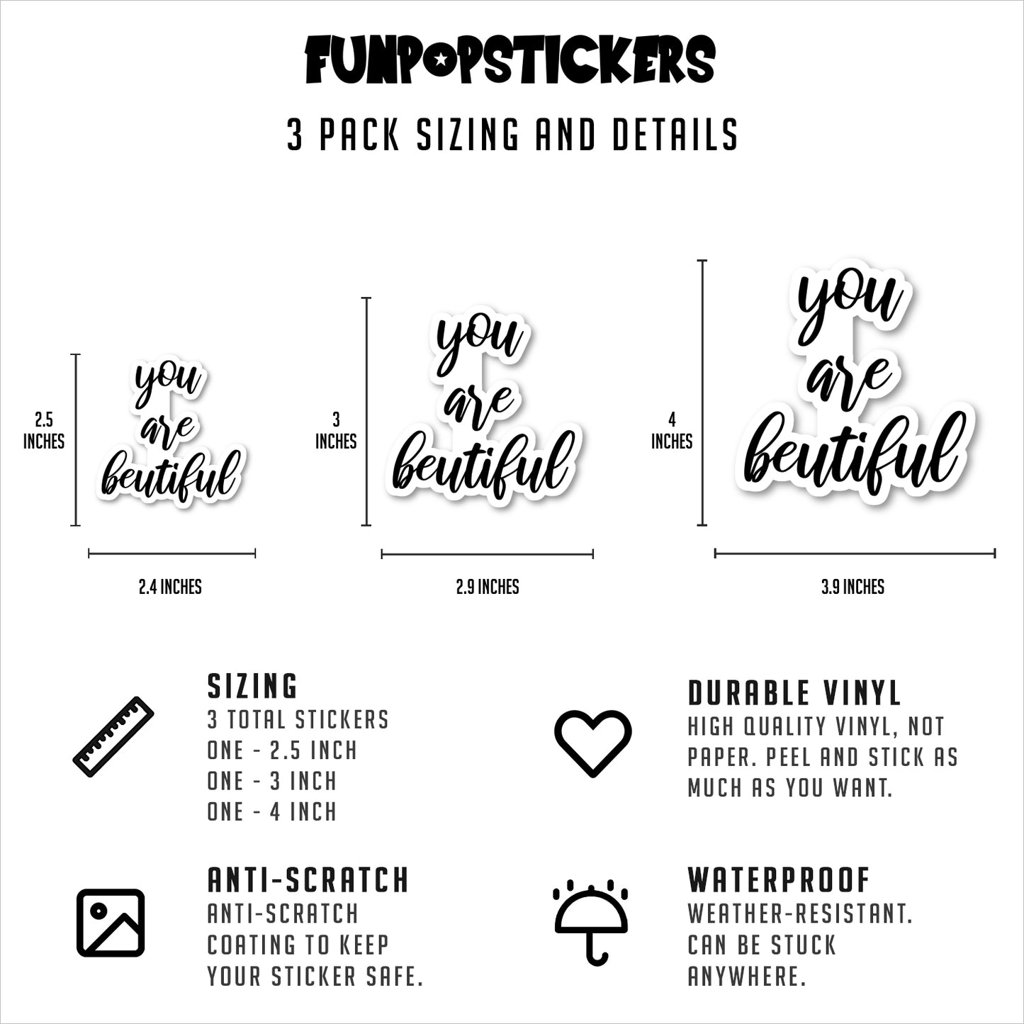 You Are Beautiful Vinyl Stickers