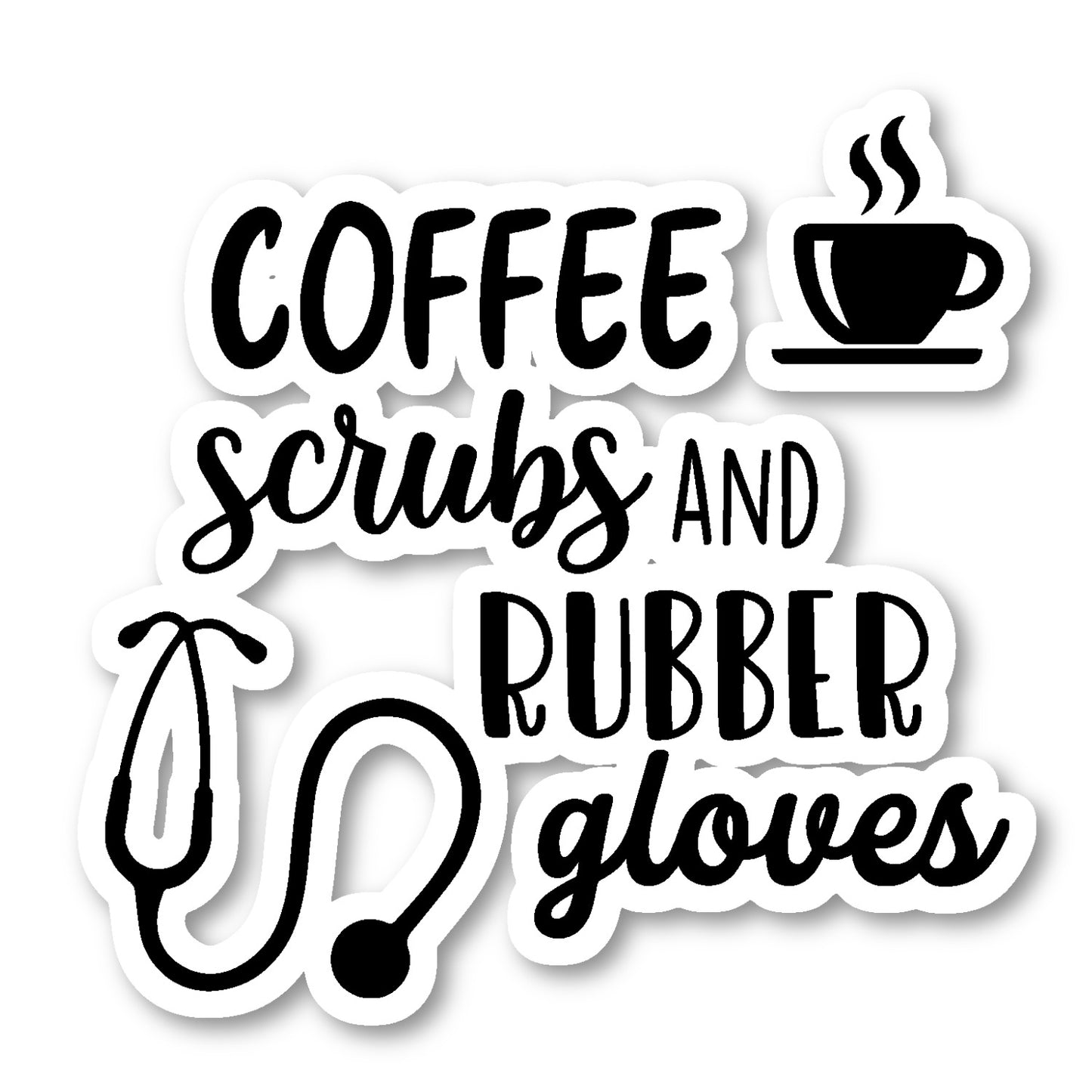 Coffee Scrubs And Rubber Gloves Vinyl Sticker
