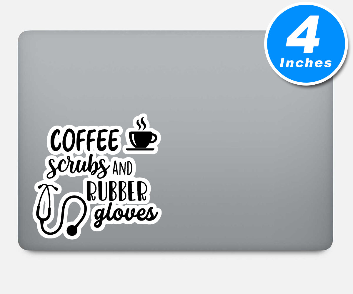 Coffee Scrubs And Rubber Gloves Vinyl Stickers