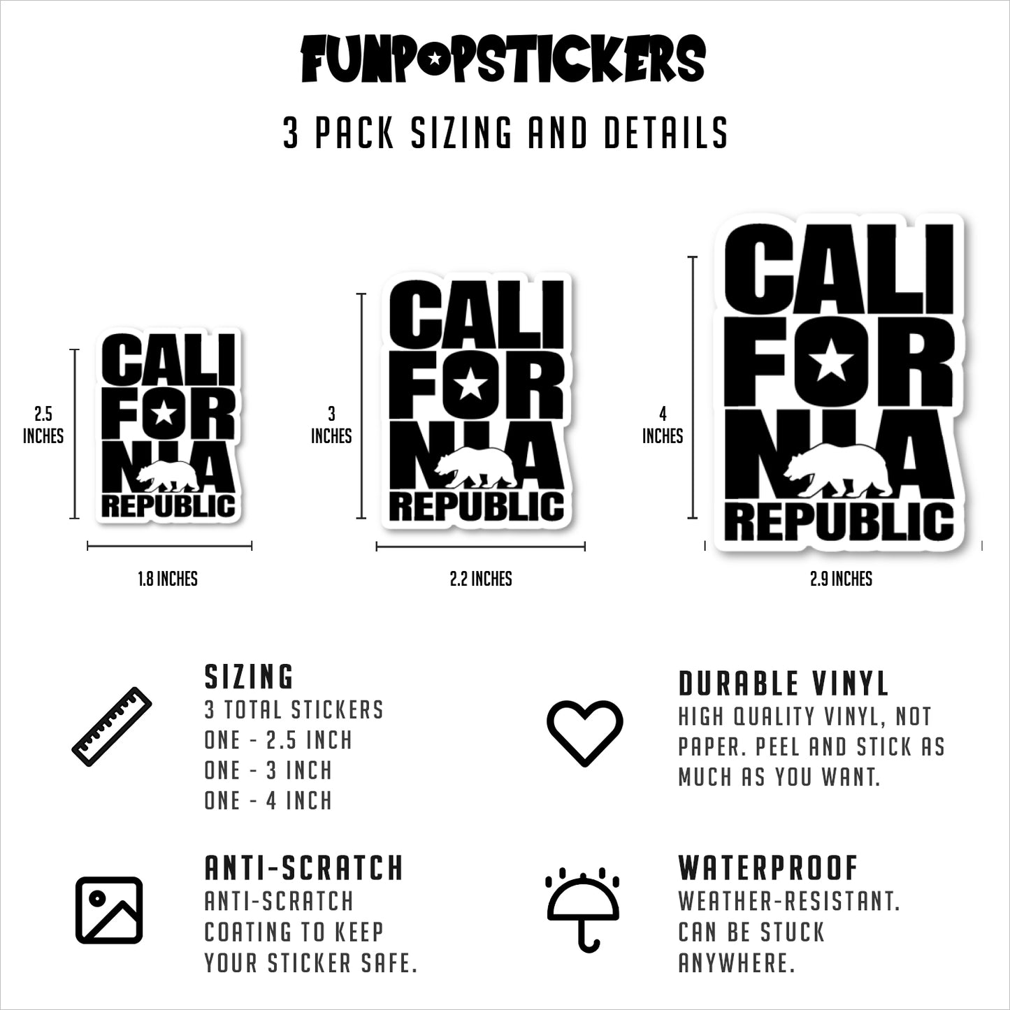 California Republic Bear Vinyl Stickers