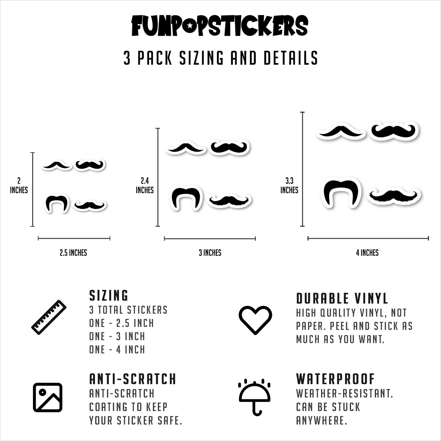 Mustache Vinyl Stickers