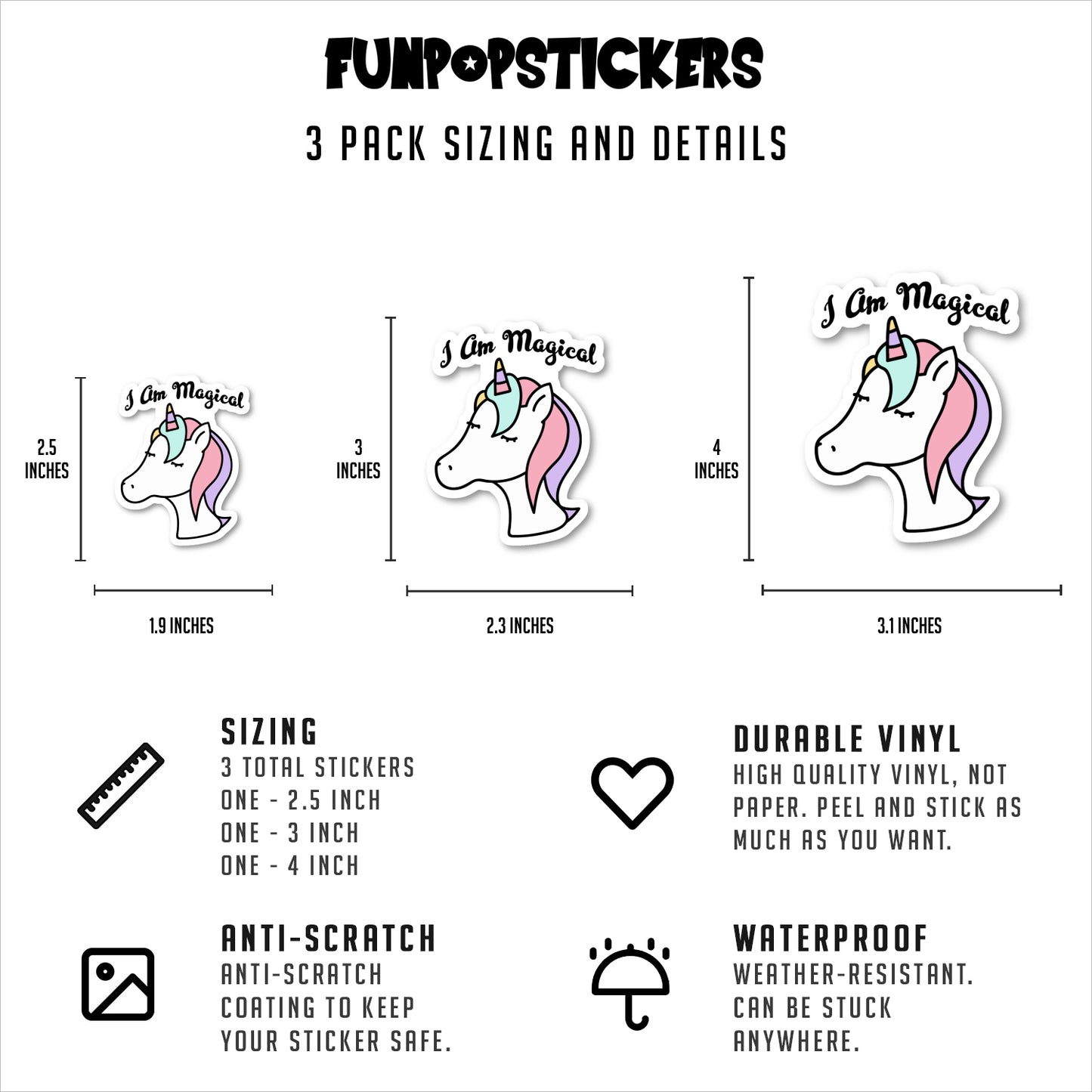 I Am Magical Unicorn Vinyl Stickers