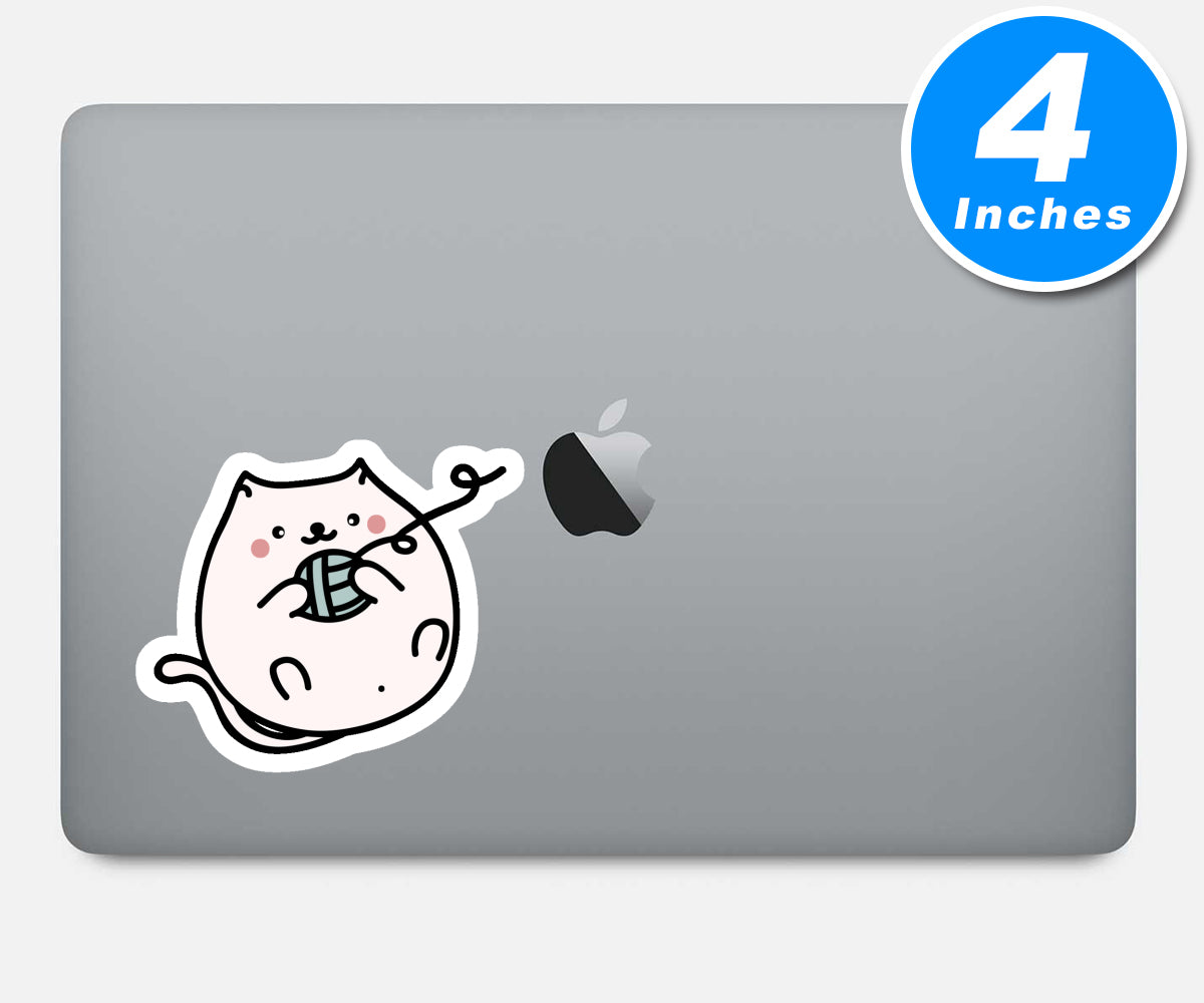 Cute Kitten Playing With Yarn Vinyl Stickers