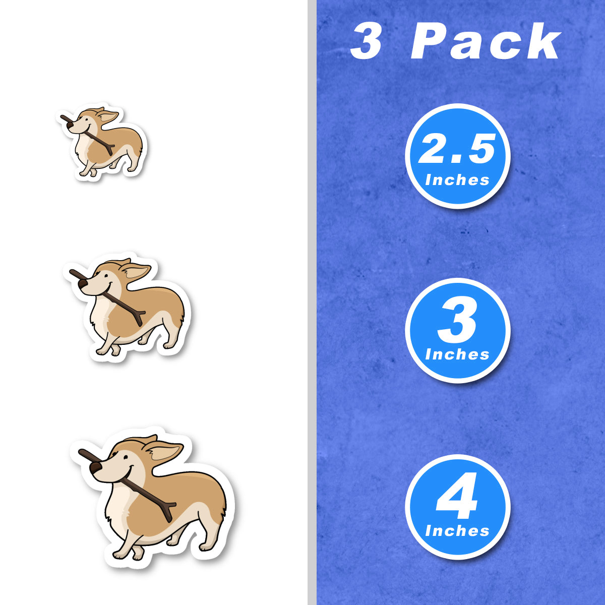 Corgi With Stick Vinyl Stickers