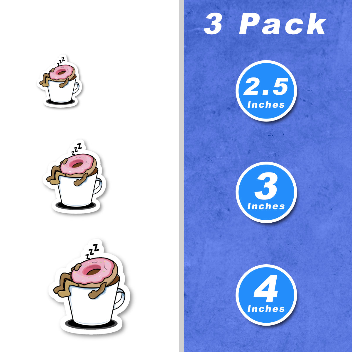 Donut Sleeping In Mug Vinyl Stickers