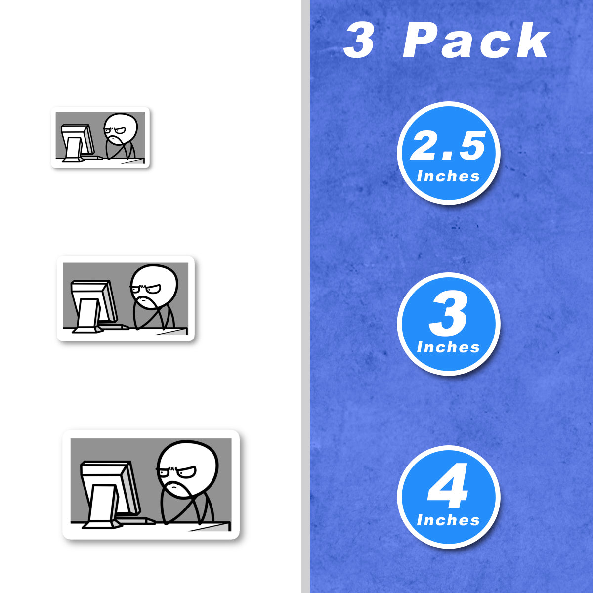 Funny Man Sitting At Computer MEME Vinyl Stickers