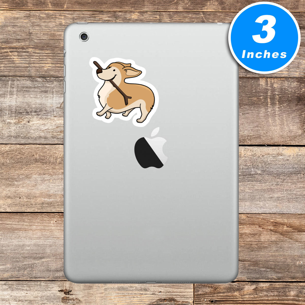 Corgi With Stick Vinyl Stickers