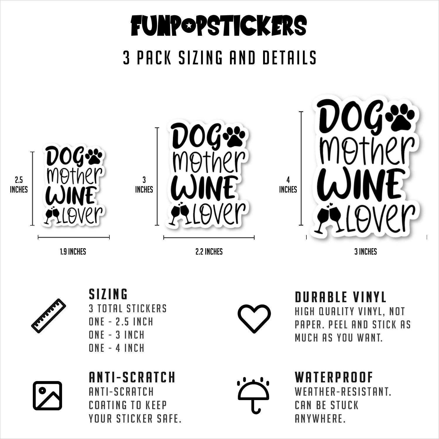 Dog Mother Wine Lover Vinyl Stickers