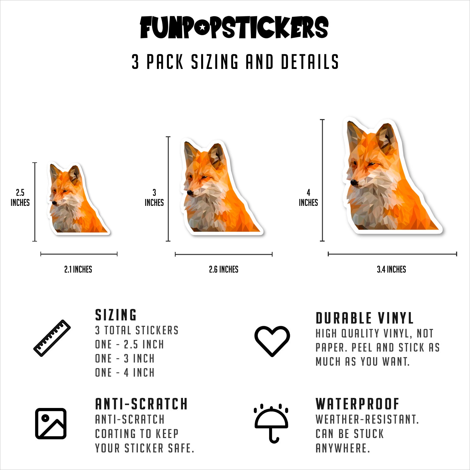 Fox Pixelated Vinyl Stickers