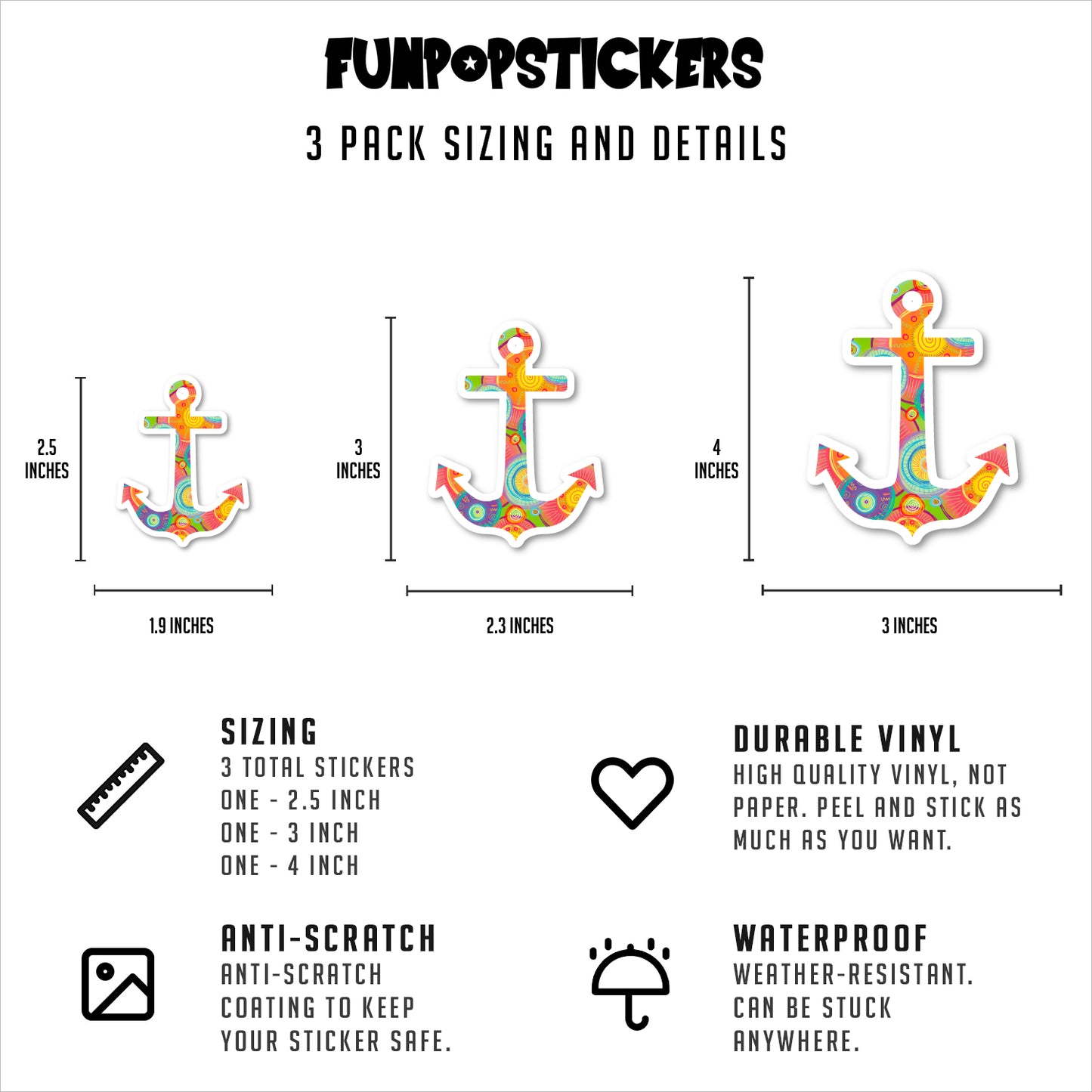 Colorful Anchor Vinyl Stickers