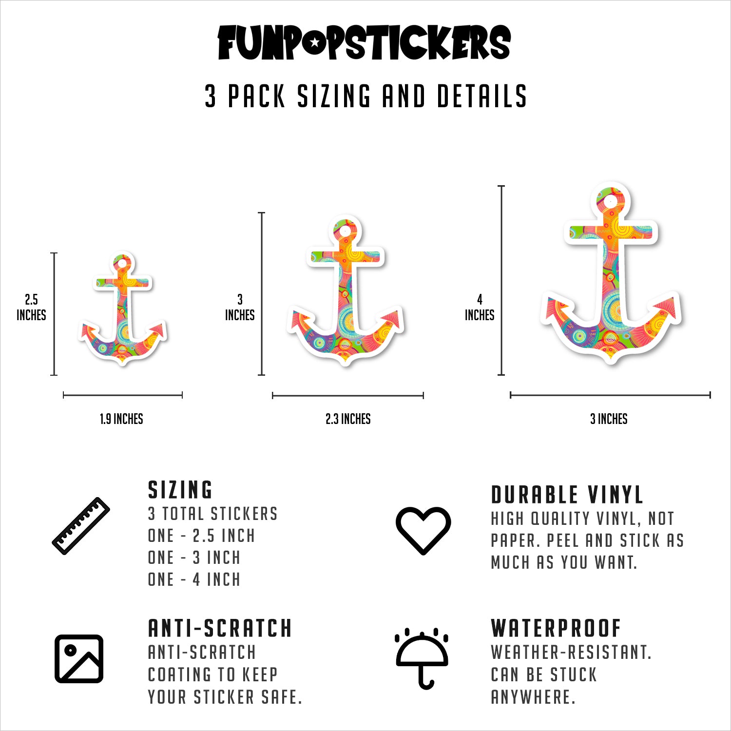 Colorful Anchor Vinyl Stickers