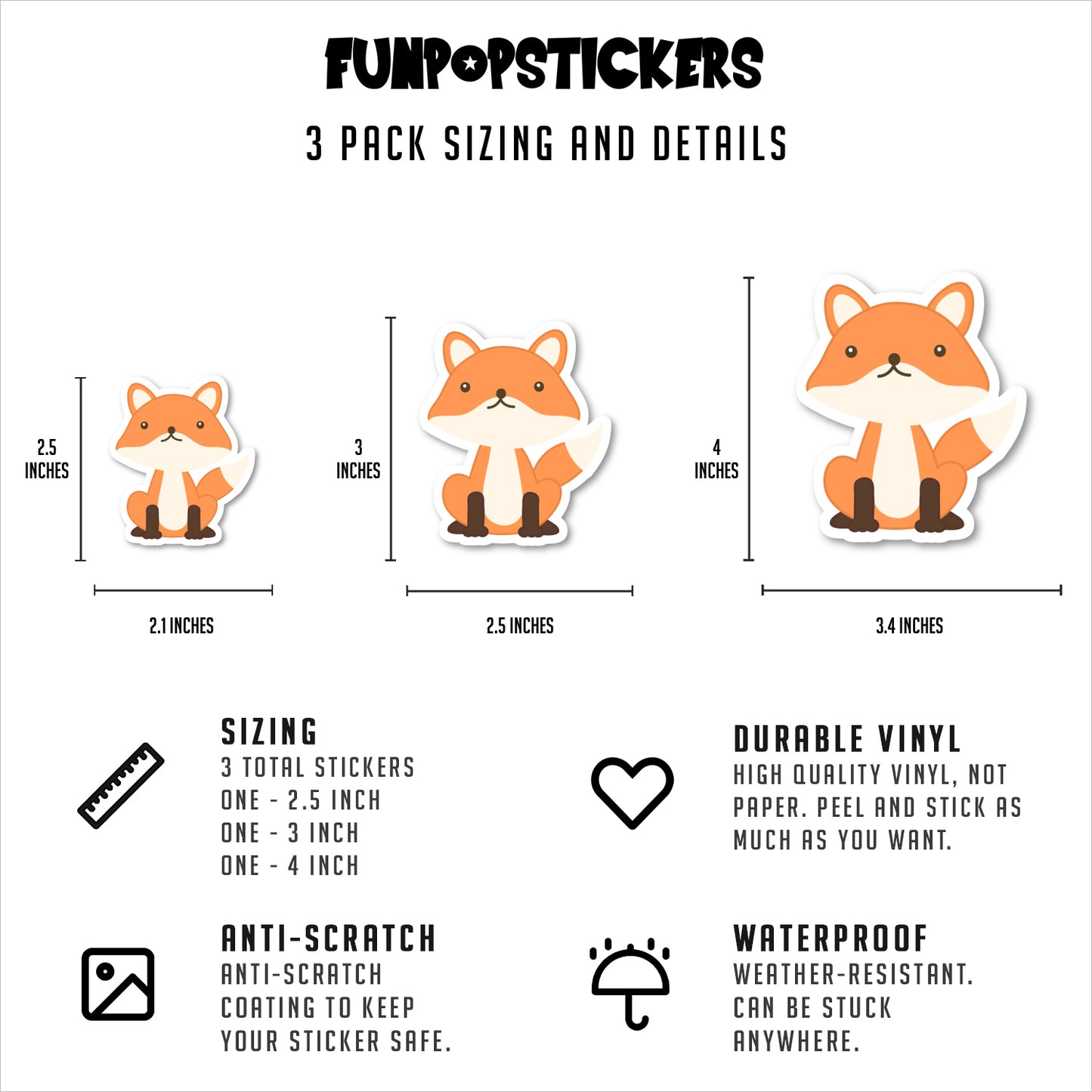 Fox Cute Sitting Vinyl Stickers