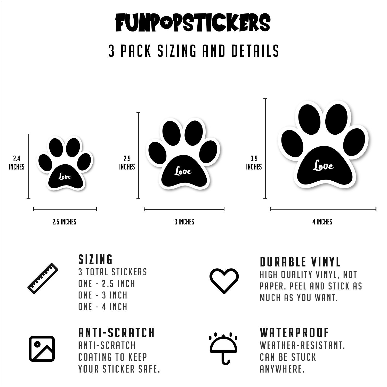 Dog Paw Love Vinyl Stickers