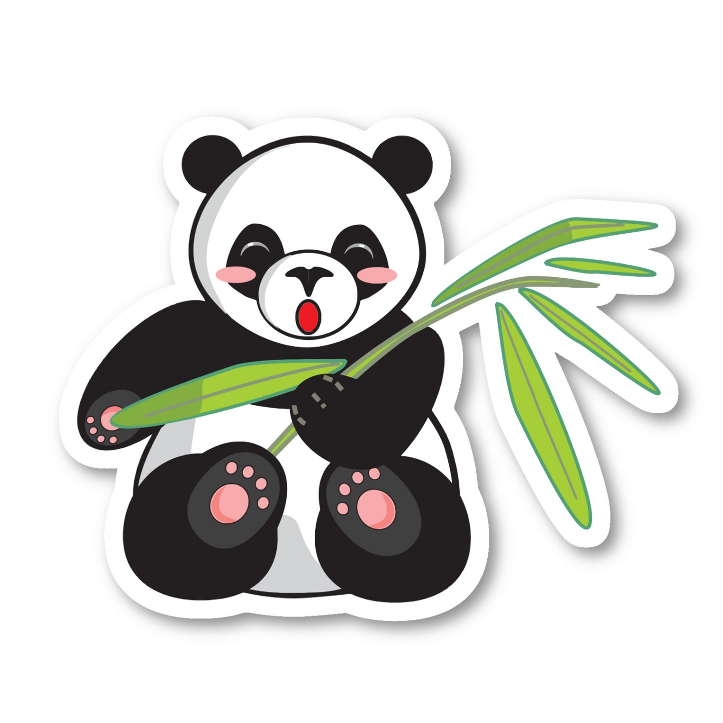 Panda Bear Eating Bamboo Leaves Vinyl Sticker