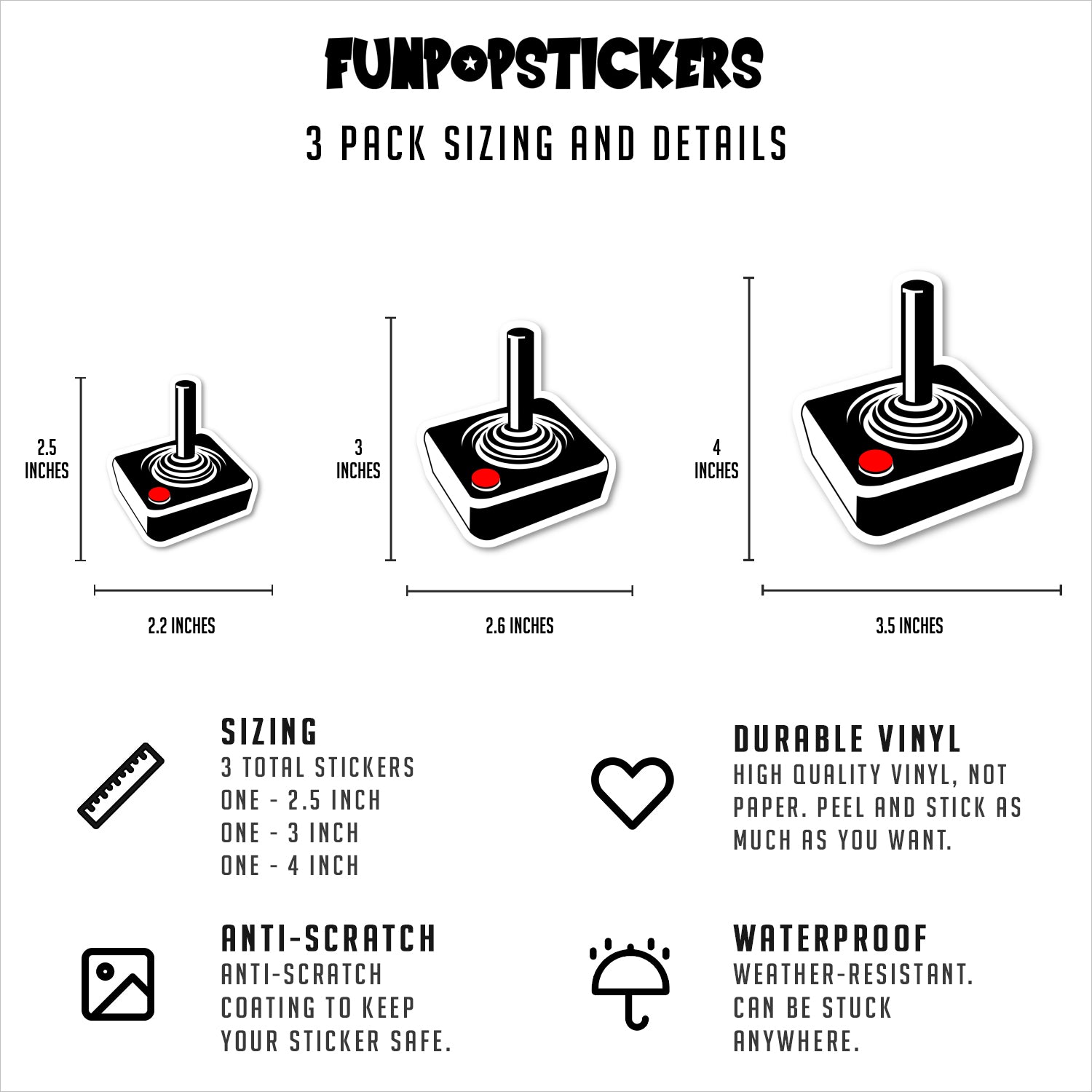 Video Game Retro Joystick Vinyl Stickers