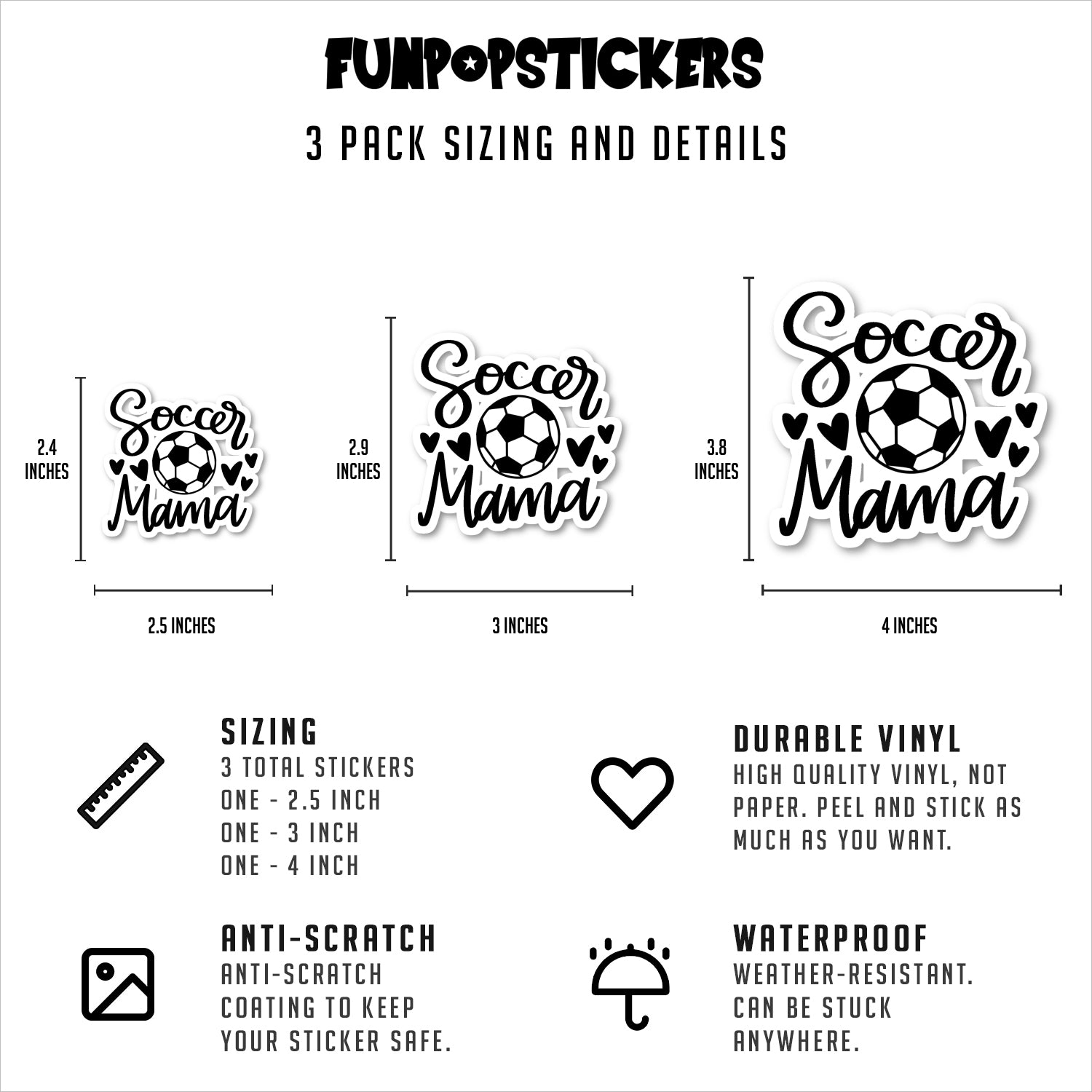 Soccer Mama Hearts Vinyl Stickers