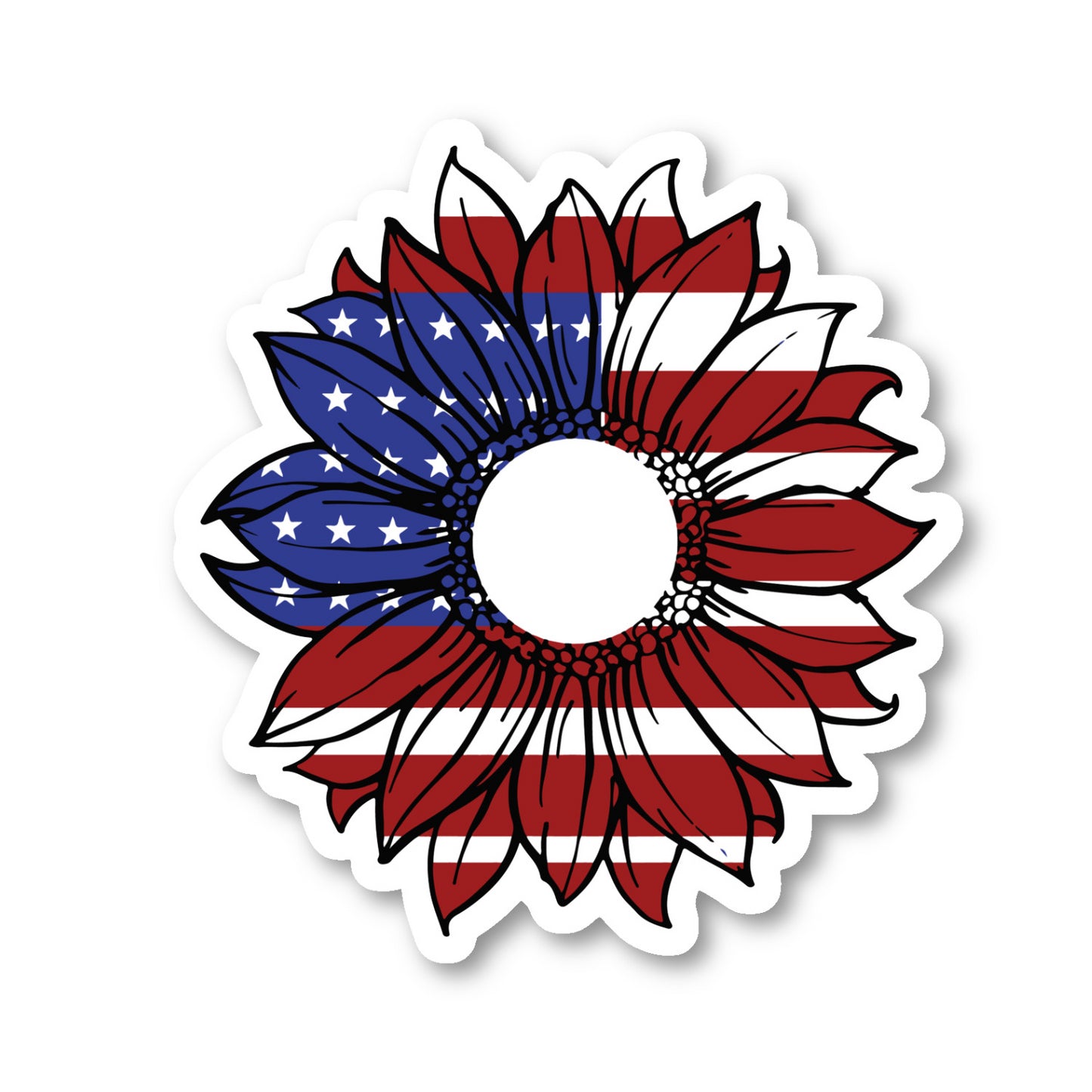 Flower America United States Flag Vinyl Sticker