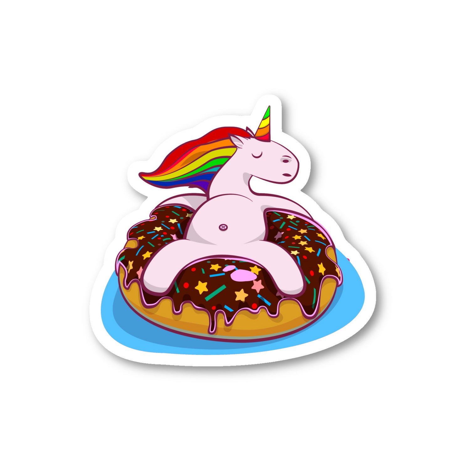 Unicorn On A Donut Floaty Vinyl Sticker
