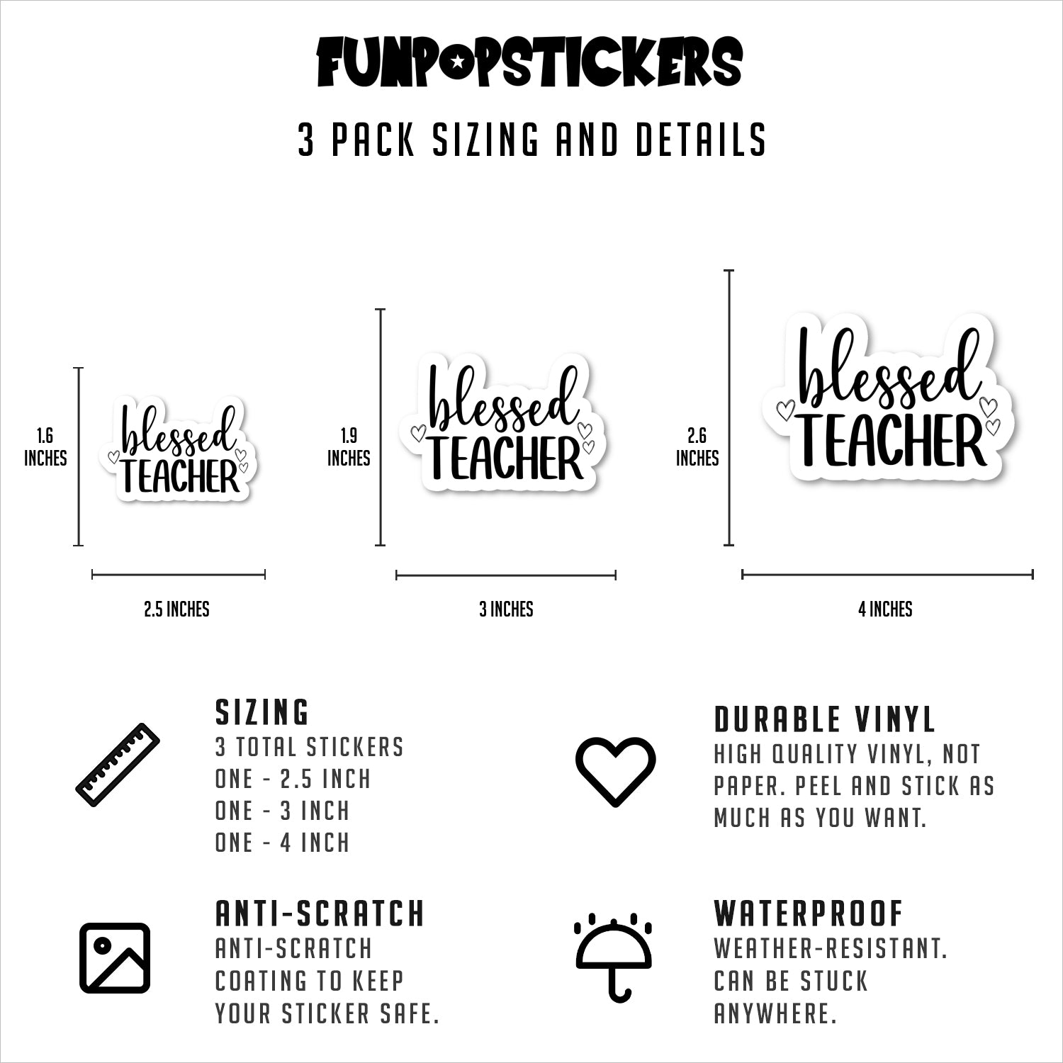 Blessed Teacher Hearts Vinyl Stickers