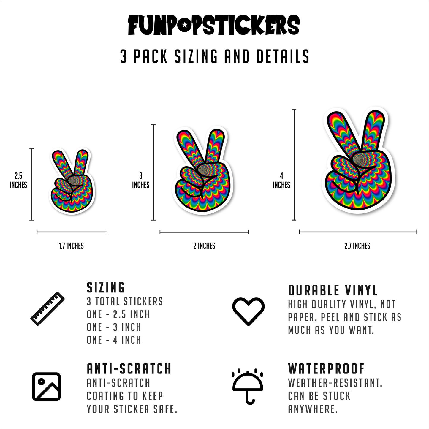 Psychedelic Peace Symbol Hippy Vinyl Stickers