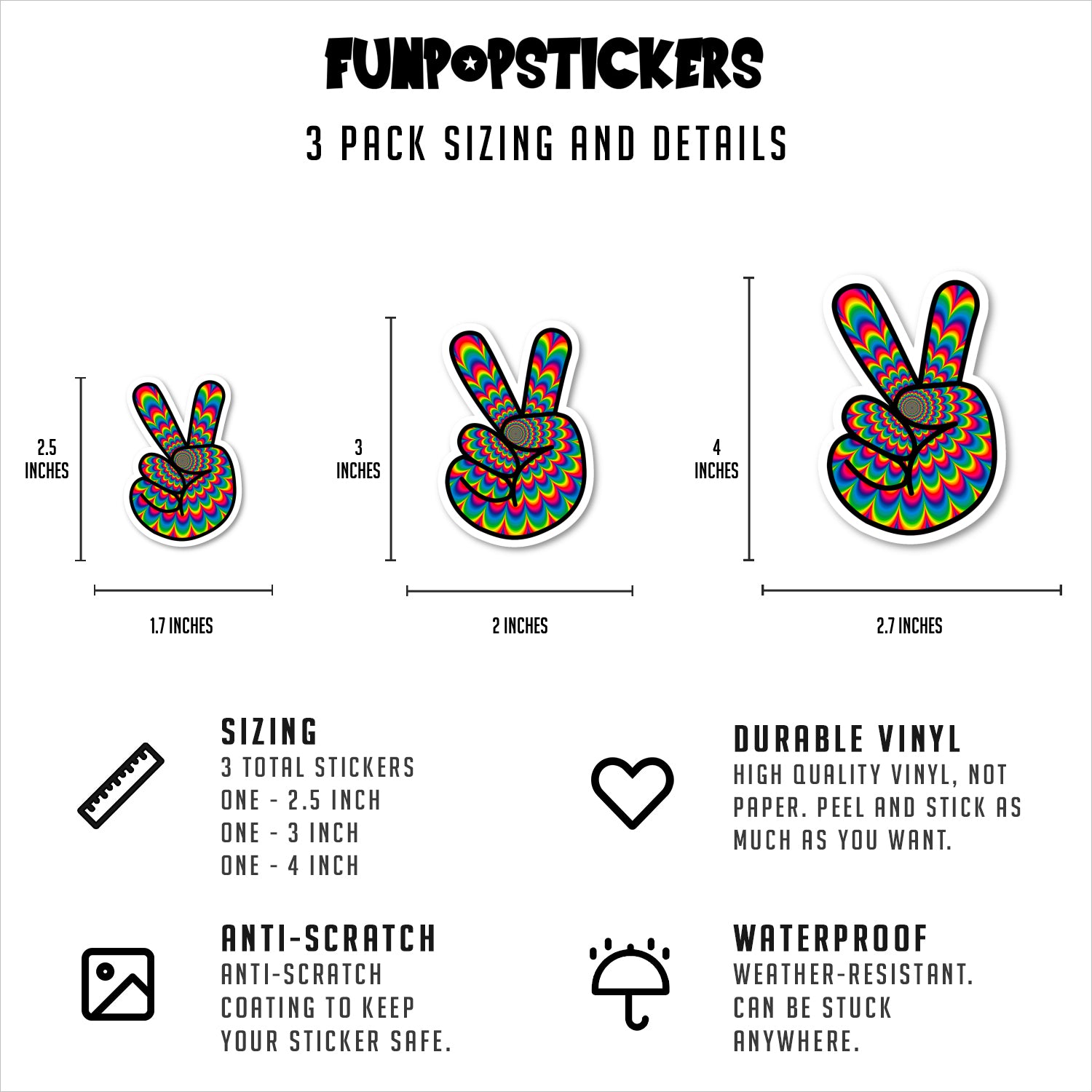 Psychedelic Peace Symbol Hippy Vinyl Stickers