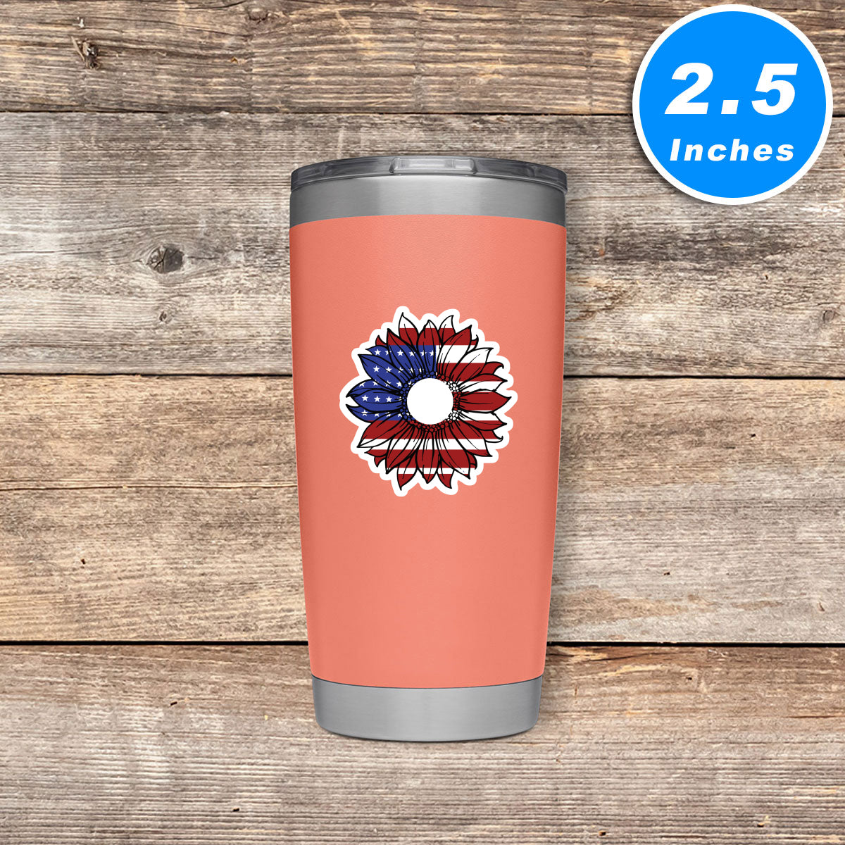 Flower America United States Flag Vinyl Stickers
