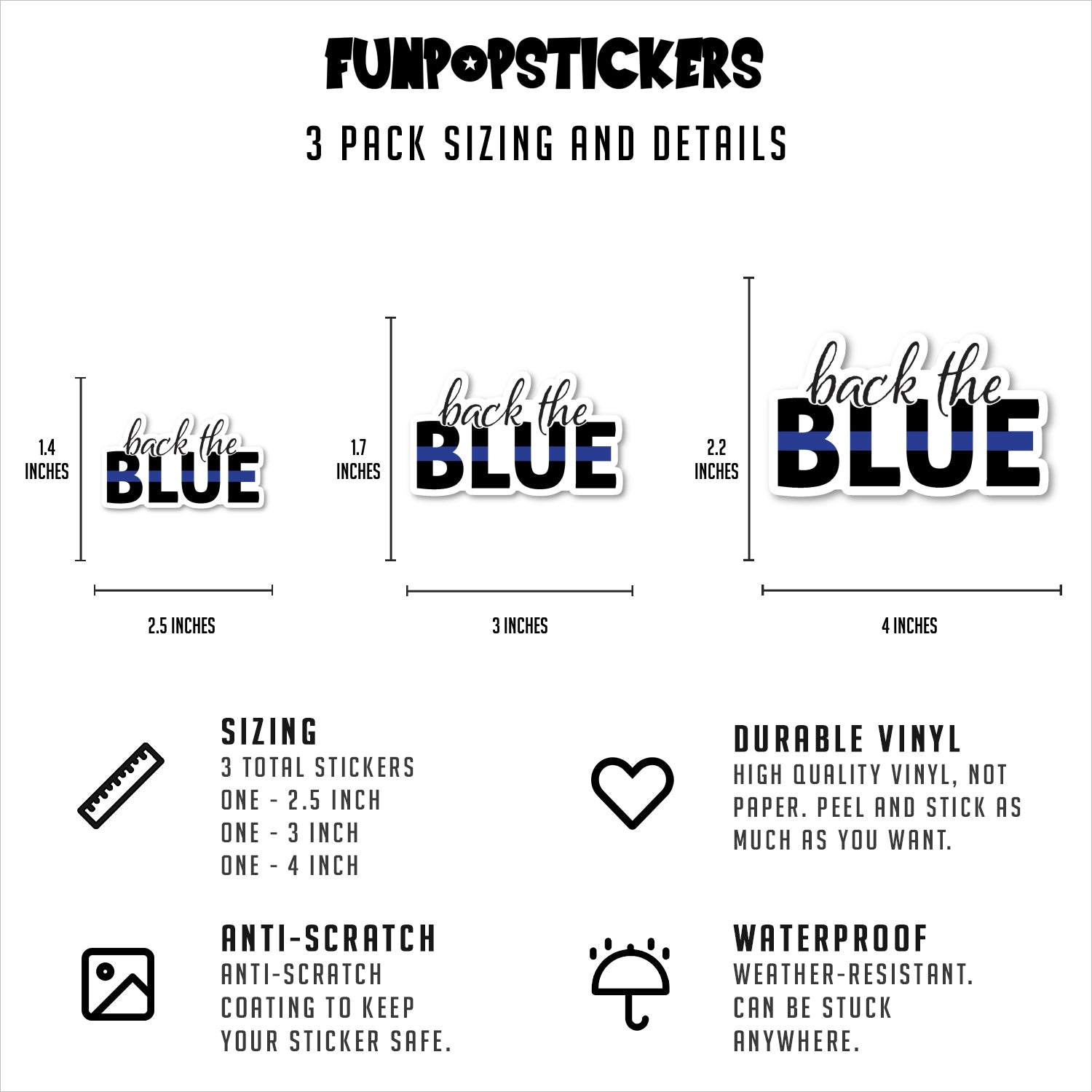 Back The Blue Blue Line Police Vinyl Stickers