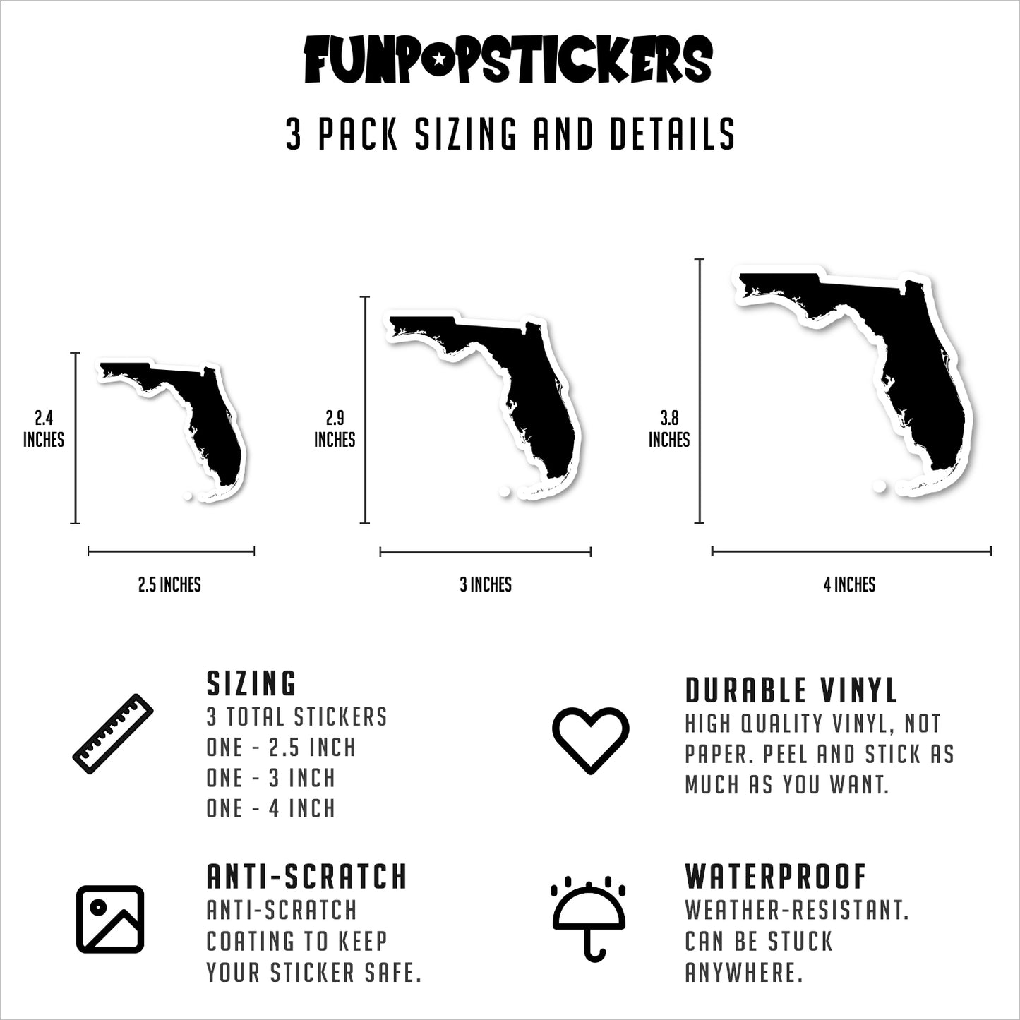 Florida State Outline Vinyl Stickers
