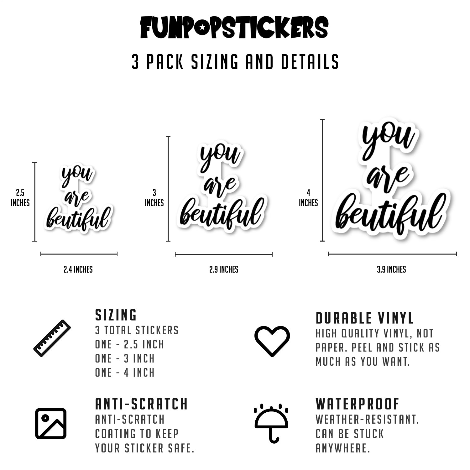 You Are Beautiful Vinyl Stickers