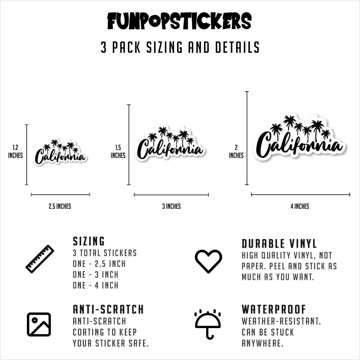 California Palm Trees Tops Vinyl Stickers