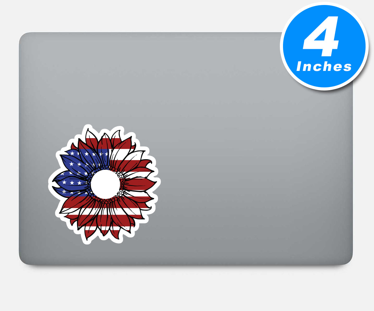Flower America United States Flag Vinyl Stickers