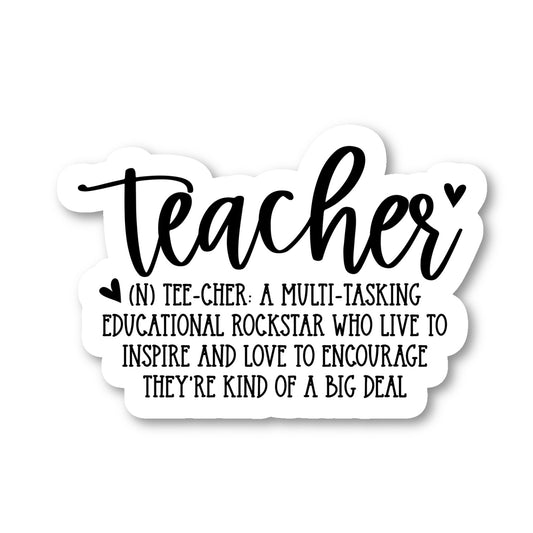 Teacher Definition Multi Tasking Educational Rockstar Vinyl Sticker