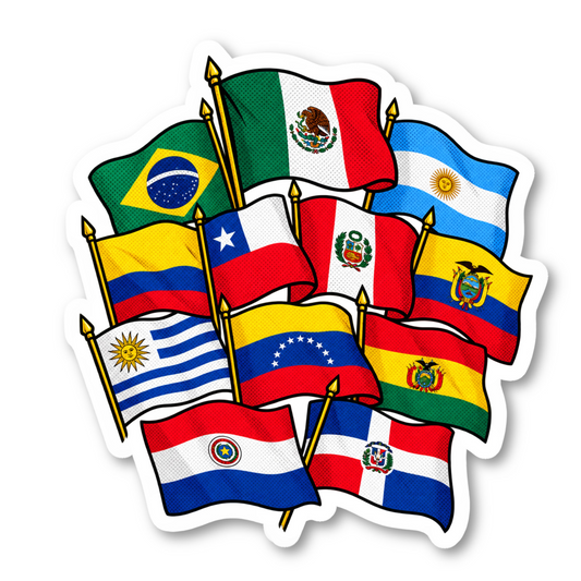 Latin American Flags Stickers Vinyl Sticker