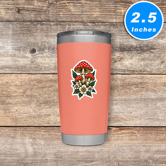 Mushrooms And Flowers Vinyl Stickers