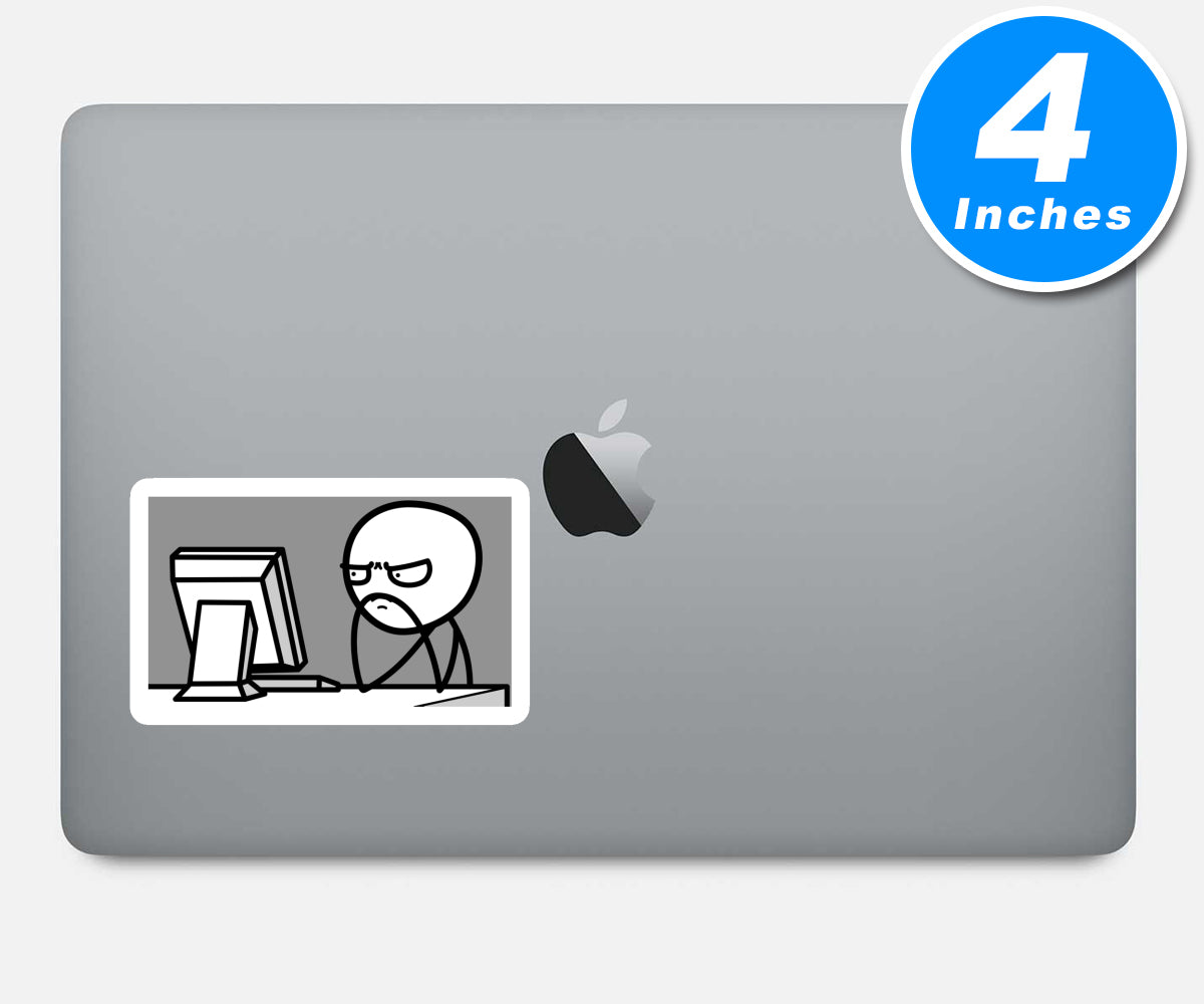 Funny Man Sitting At Computer MEME Vinyl Stickers