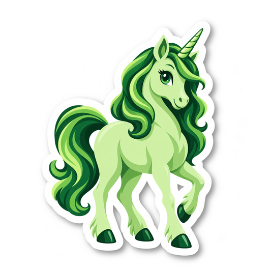 Green Unicorn Stickers Vinyl Sticker