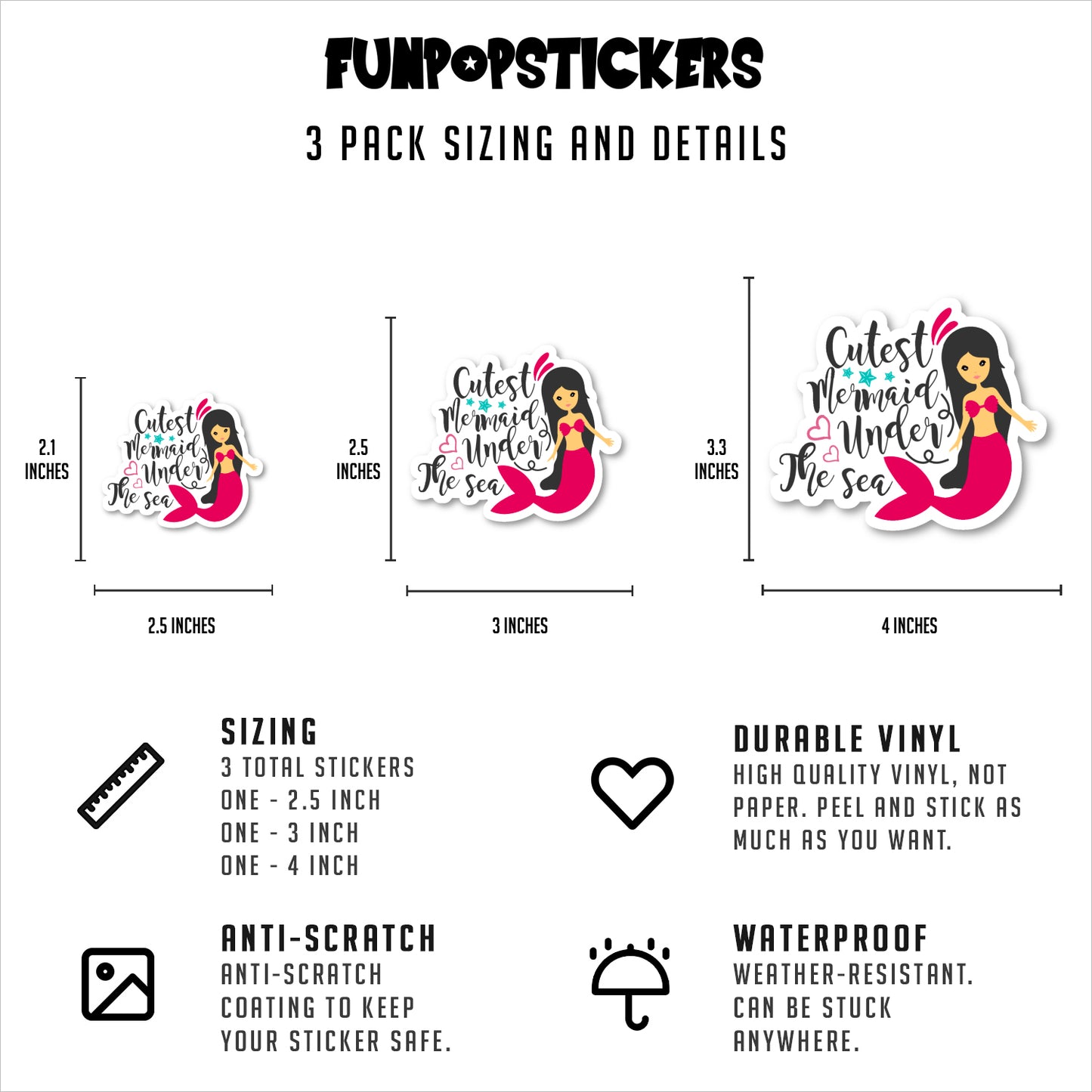 Cutest Mermaid Under The Sea Vinyl Stickers