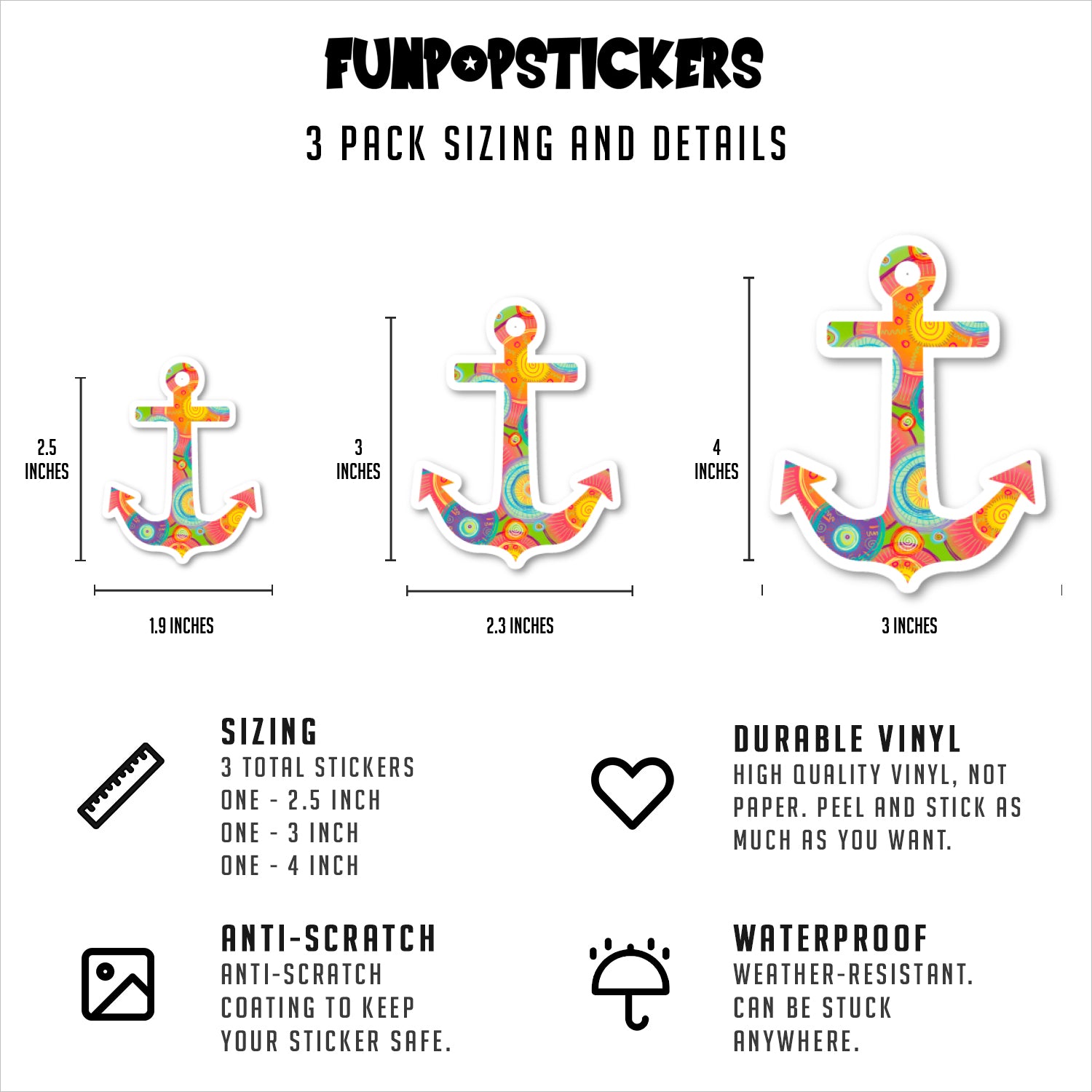 Colorful Anchor Vinyl Stickers
