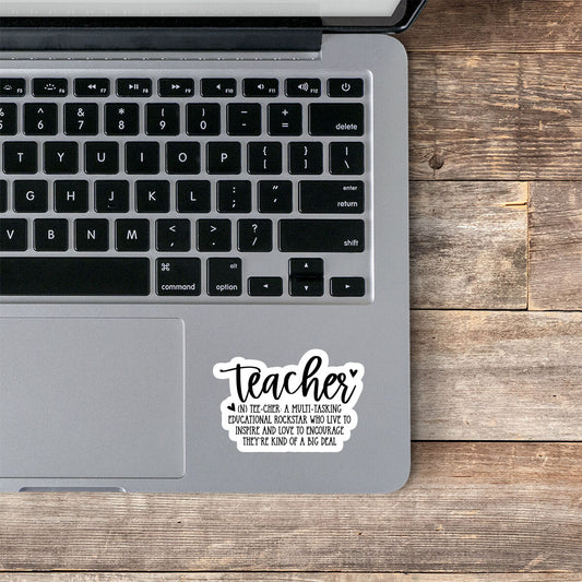 Teacher Definition Multi Tasking Educational Rockstar Vinyl Stickers