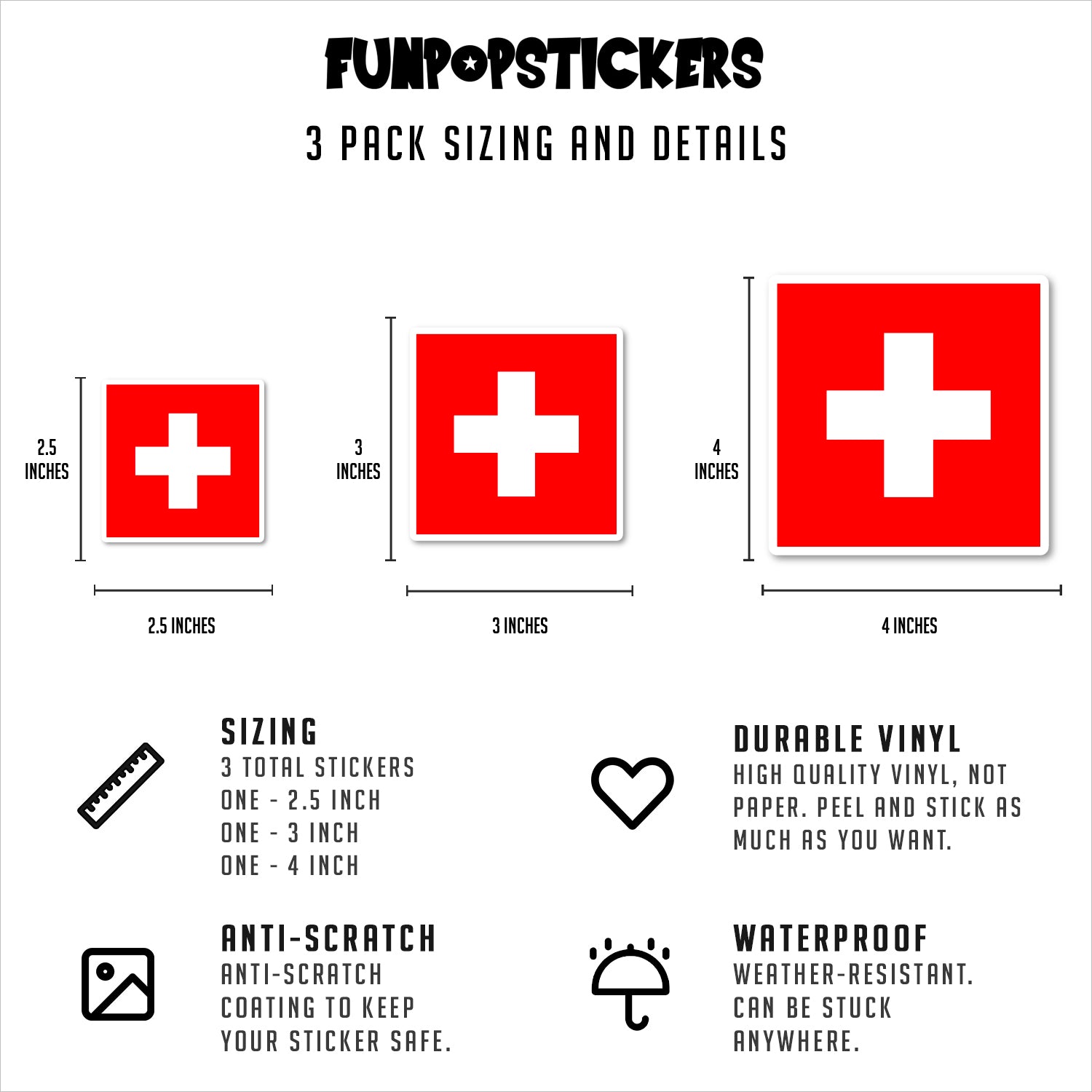 Switzerland Swiss Flag Vinyl Stickers