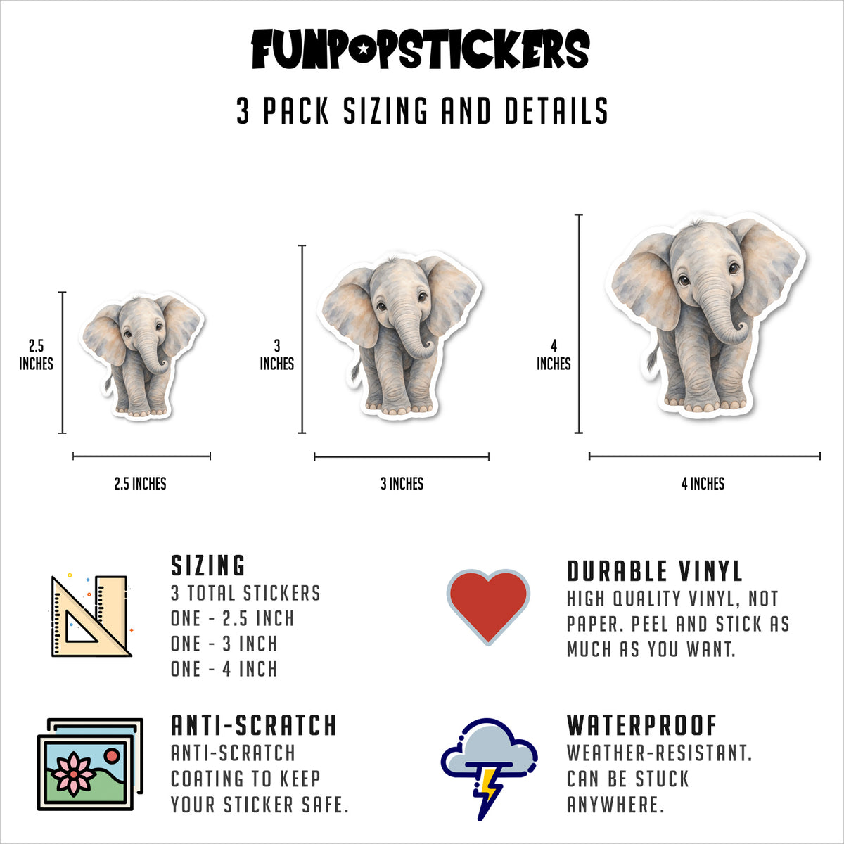 Elephant Stickers Vinyl Stickers