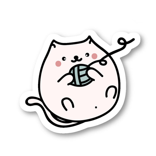 Cute Kitten Playing With Yarn Vinyl Sticker