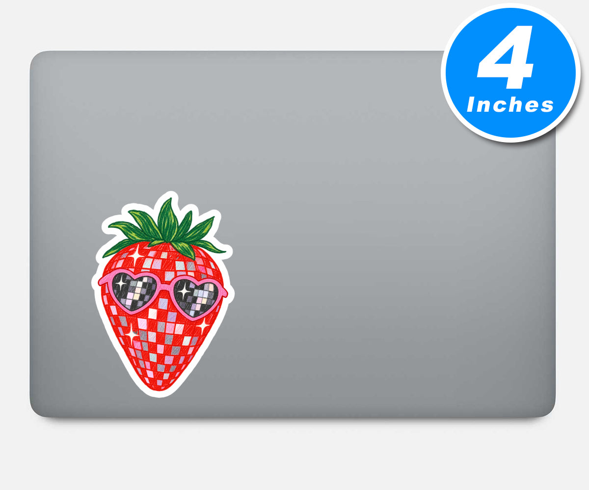 Disco Strawberry Vinyl Stickers