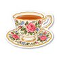 Vintage Floral Tea Cup Sticker Vinyl Sticker