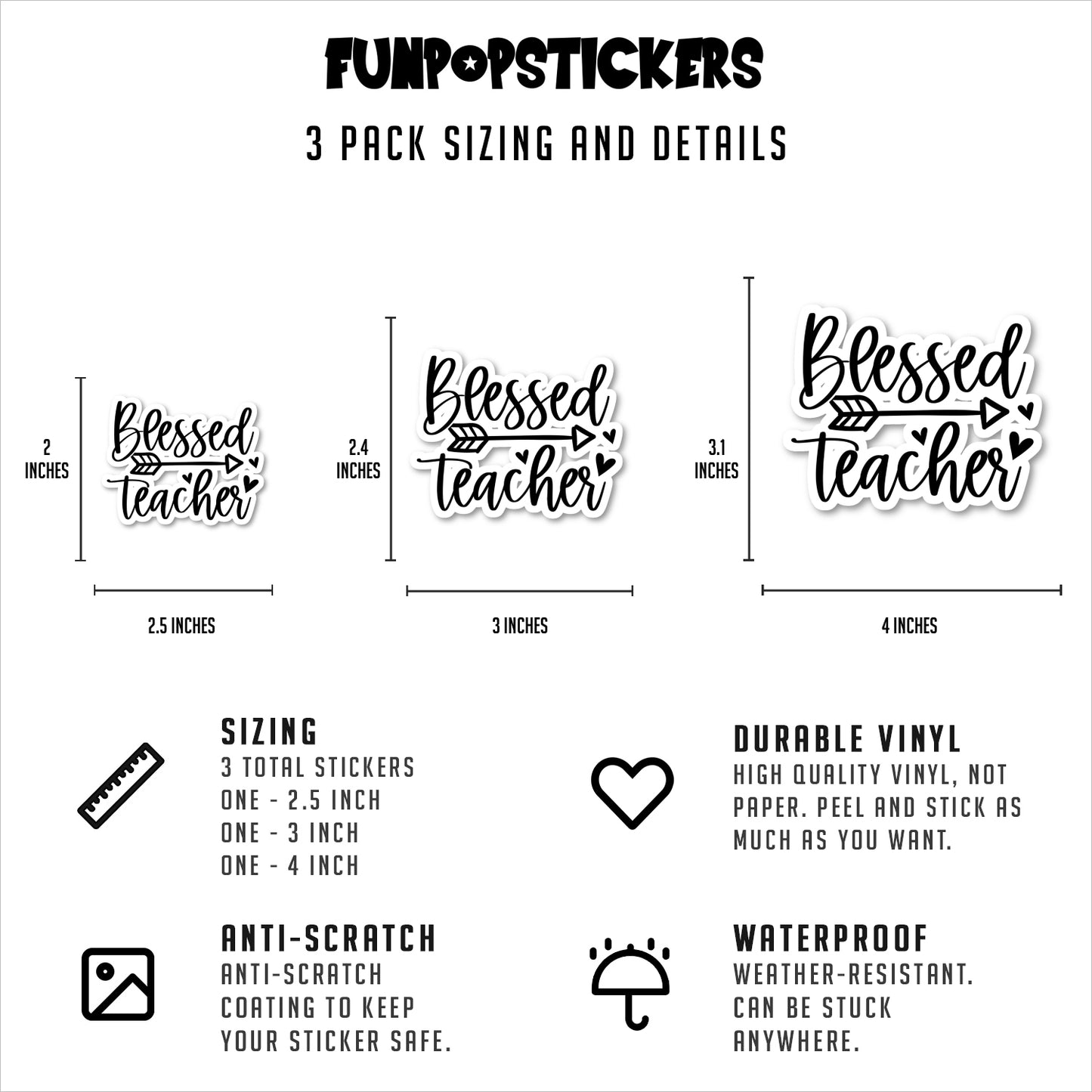 Blessed Teacher Vinyl Stickers